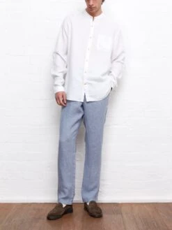 Grandad Shirt Bridford White -Men's Fashion-Oliver Spencer OSMS126 BRI01WHI GRANDADSHIRTBRIDFORDWHITE2475