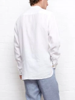 Grandad Shirt Bridford White -Men's Fashion-Oliver Spencer OSMS126 BRI01WHI GRANDADSHIRTBRIDFORDWHITE2483copy