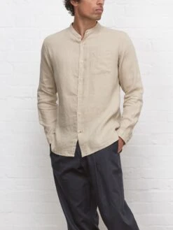 Grandad Shirt Padworth Beige -Men's Fashion-Oliver Spencer OSMS126 PAD01BEI GRANDADSHIRTPADWORTHBEIGE3copy