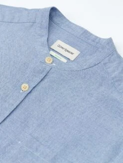 Grandad Shirt Brecon Blue 10 Grandad Shirt Brecon Blue -Men's Fashion-Oliver Spencer OSMS126GrandadShirtBRE01BLUBreconBlue