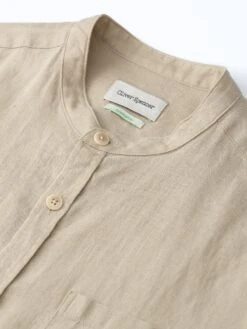 Grandad Shirt Padworth Beige -Men's Fashion-Oliver Spencer OSMS126GrandadShirtPAD01BEIPadworthBeige1