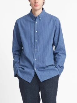 Brook Shirt Pooley Blue -Men's Fashion-Oliver Spencer OSMS162BrookShirtPOO01BLUPooleyBlue4copy