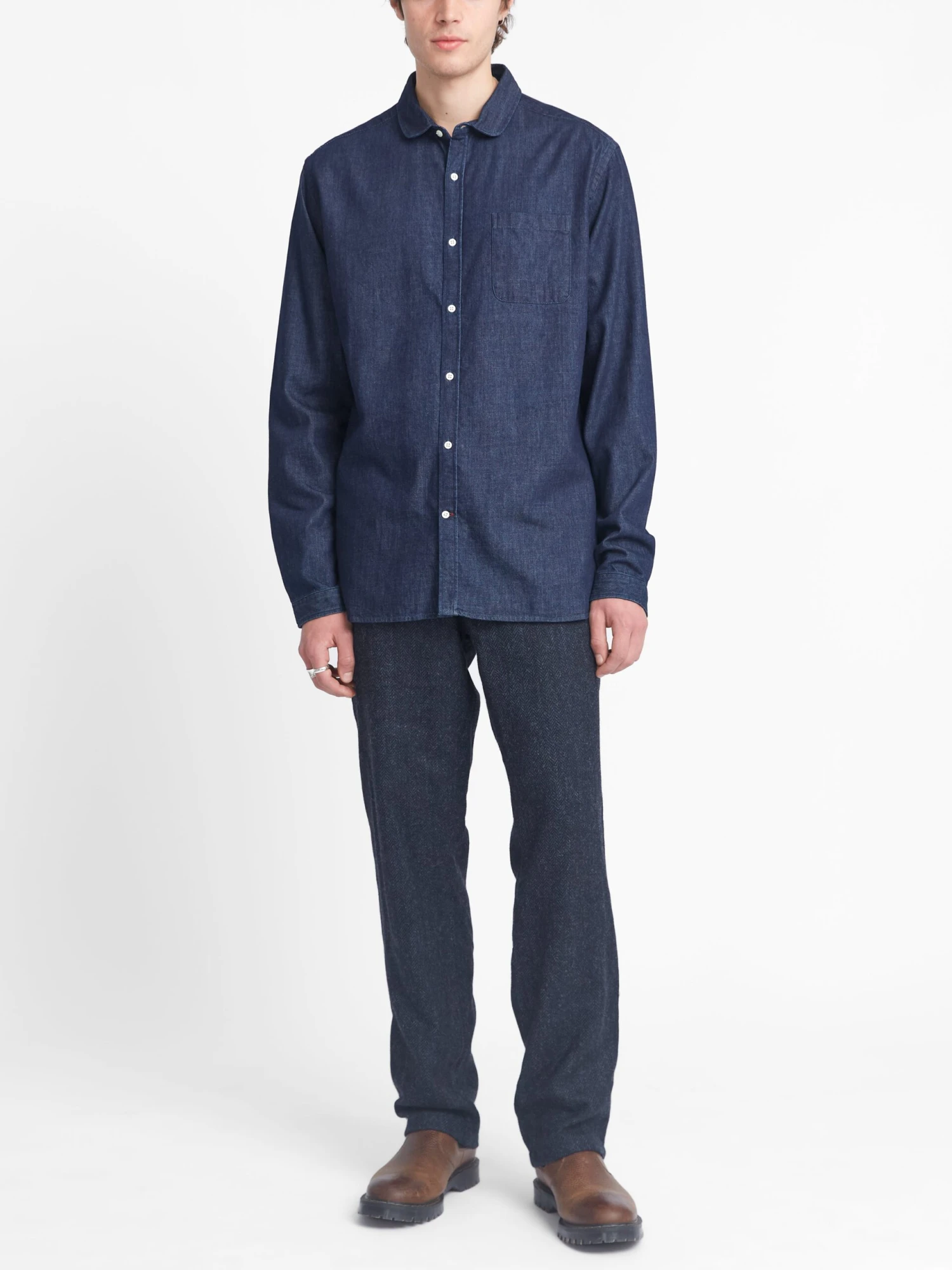 Eton Collar Shirt Mullins Denim Indigo Rinse 4 Eton Collar Shirt Mullins Denim Indigo Rinse - Image 2