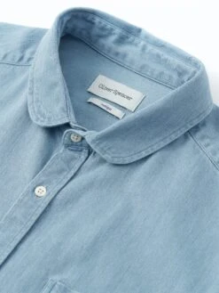 Eton Collar Shirt Mullins Denim Indigo Light -Men's Fashion-Oliver Spencer OSMS69bEtonCollarShirtMUL01INLMullinsIndigoLight1
