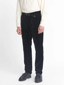Fishtail Trousers Velvet Black -Men's Fashion-Oliver Spencer OSMT20D VEL01BLK FISHTAILTROUSERS VELVETBLACK1copy