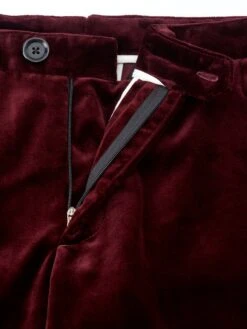 Fishtail Trousers Velvet Burgundy -Men's Fashion-Oliver Spencer OSMT20dFlatFishtailTrousersVEL01BURVelvetBurgundy2