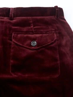Fishtail Trousers Velvet Burgundy -Men's Fashion-Oliver Spencer OSMT20dFlatFishtailTrousersVEL01BURVelvetBurgundy3