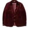 Mansfield Jacket Velvet Burgundy -Men's Fashion-Oliver Spencer OSMT352cFlatMansfieldJacketVEL01BURVelvetBurgundy